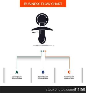 Baby, dummy, newbie, nipple, noob Business Flow Chart Design with 3 Steps. Glyph Icon For Presentation Background Template Place for text.. Vector EPS10 Abstract Template background