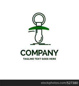 Baby, dummy, newbie, nipple, noob Flat Business Logo template. Creative Green Brand Name Design.
