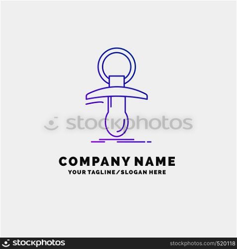 Baby, dummy, newbie, nipple, noob Purple Business Logo Template. Place for Tagline. Vector EPS10 Abstract Template background