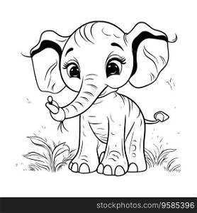 Baby Elephant Playing Coloring Pages Drawing For Kids