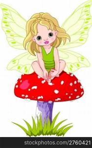 Baby Fairy on the Mushroom