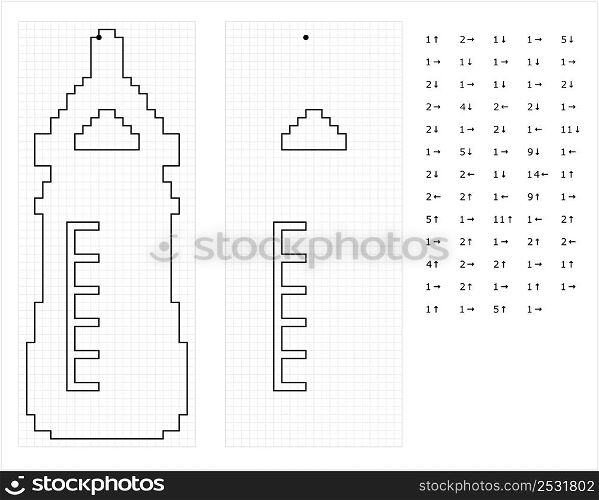 Baby Feeder Bottle Graphic Dictation Drawing, Milk, Water Nipple Feeder Icon Vector Art Illustration, Drawing By Cells