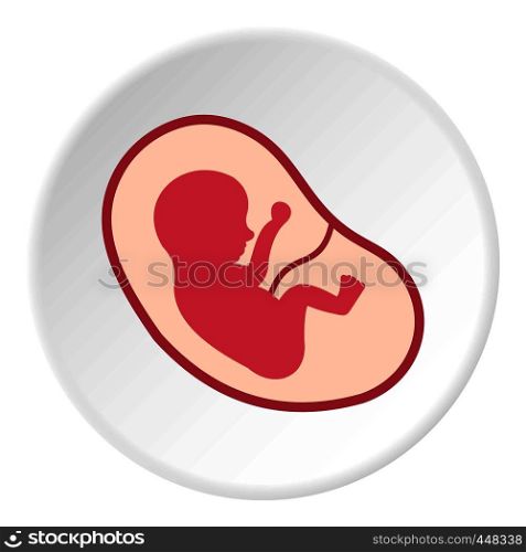 Baby fetus in the uterus icon in flat circle isolated vector illustration for web. Baby fetus in the uterus icon circle
