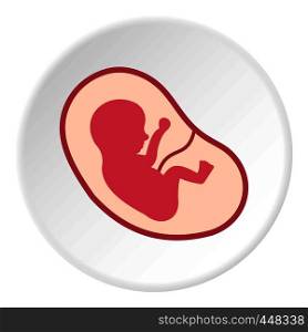 Baby fetus in the uterus icon in flat circle isolated vector illustration for web. Baby fetus in the uterus icon circle