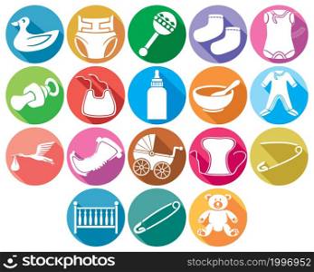 Baby flat icons collection vector