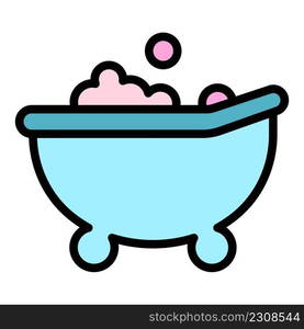 Baby foam bathtub icon. Outline baby foam bathtub vector icon color flat isolated. Baby foam bathtub icon color outline vector