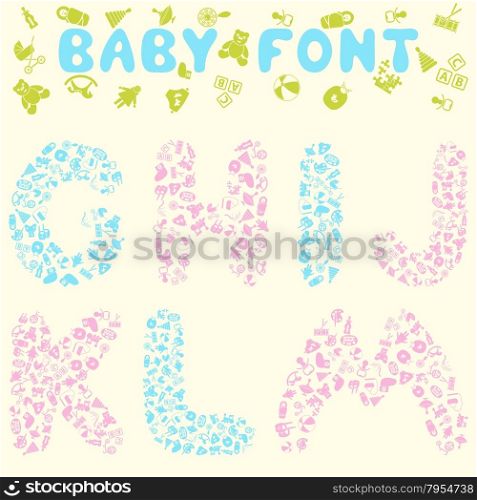 Baby font design. Eps 10 vector illustration without transparency.