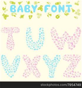 Baby font design. Eps 10 vector illustration without transparency.