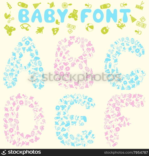 Baby font design. Eps 10 vector illustration without transparency.