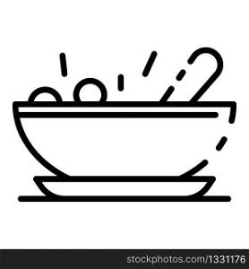 Baby food bowl icon. Outline baby food bowl vector icon for web design isolated on white background. Baby food bowl icon, outline style