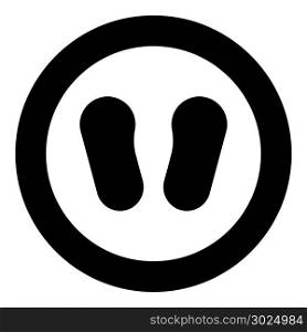 Baby footprint in footwear black icon in circle vector illustration isolated