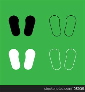 Baby footprint in footwear icon Black and white color set . Baby footprint in footwear icon . Black and white color set .