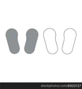 Baby footprint in footwear icon. Grey set .. Baby footprint in footwear icon. It is grey set .
