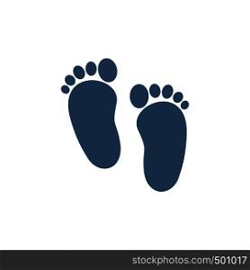 Baby footprints icon in flat style isolated on white background. Baby footprints icon