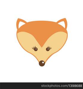Baby fox. Vector illustration of cute baby animal face icon isolated on white background. Child and baby print design. Vector illustration of fox