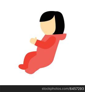 Baby Girl Character Template Vector Illustration.. Baby girl character without face dressed in red clothes vector. Flat design. Child template personage illustration for family, newborn, baby concepts, logos, infographic. Isolated on white background.