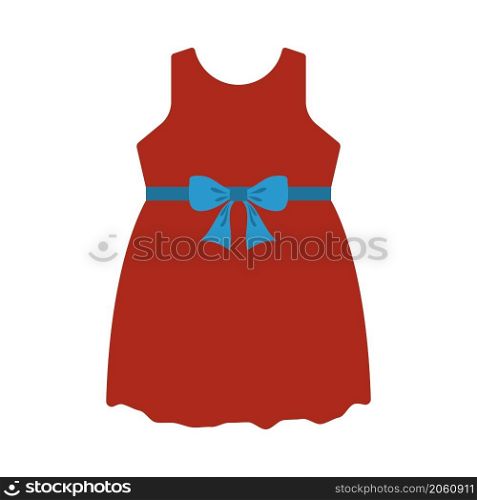 Baby Girl Dress Icon. Flat Color Design. Vector Illustration.