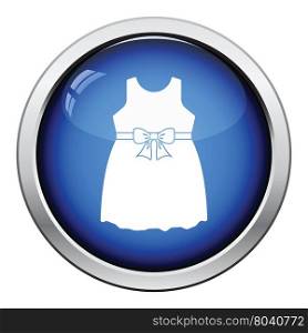 Baby girl dress icon. Glossy button design. Vector illustration.