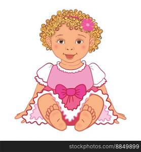 Baby girl in pink dress happy princes vector image