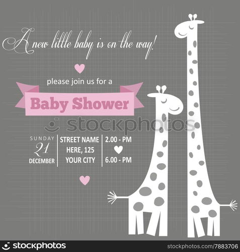 Baby girl invitation for baby shower, vector format