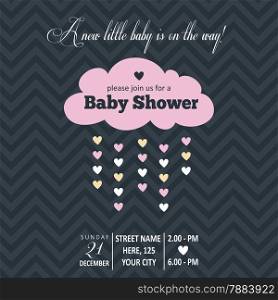 Baby girl invitation for baby shower, vector format