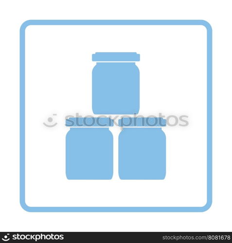 Baby glass jars icon. Blue frame design. Vector illustration.