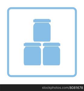 Baby glass jars icon. Blue frame design. Vector illustration.