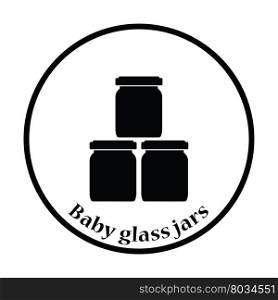 Baby glass jars icon. Thin circle design. Vector illustration.