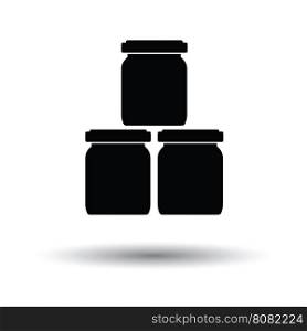 Baby glass jars icon. White background with shadow design. Vector illustration.