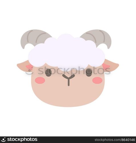 Baby goat vector. cute animal face design for kids.