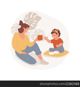 Baby grasping objects isolated cartoon vector illustration Baby reaching for object, infant grasping toy, hand and finger movement, kindergarten, daycare center, play and learn vector cartoon.. Baby grasping objects isolated cartoon vector illustration