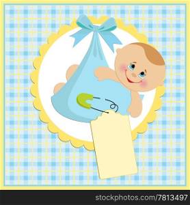 Baby greetings card with blue bundle (EPS10)