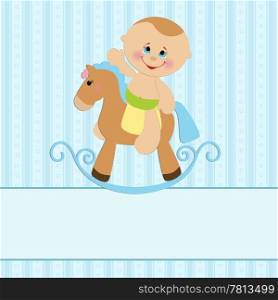 Baby greetings card with boy and horse