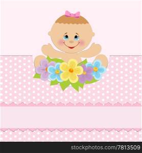Baby greetings card with flowers