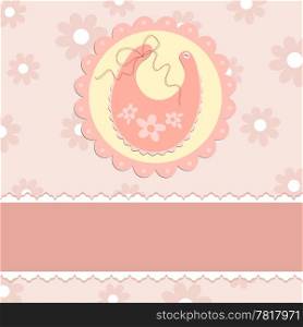 Baby greetings card with pink bib