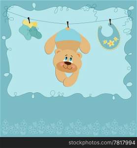 Baby greetings card with teddy bear