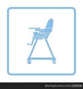 Baby high chair icon. Blue frame design. Vector illustration.
