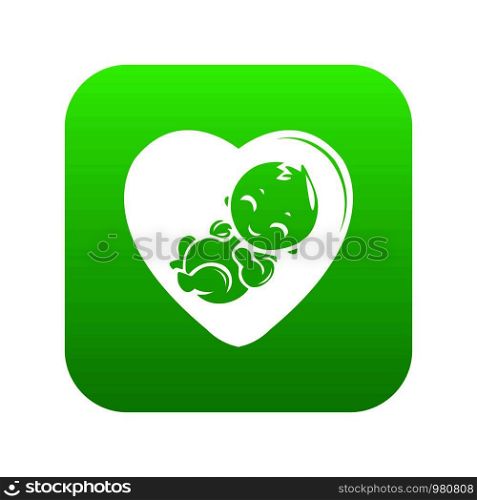 Baby icon green vector isolated on white background. Baby icon green vector