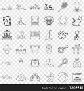 Baby icons set. Outline style of 36 baby vector icons for web for any design. Baby icons set, outline style