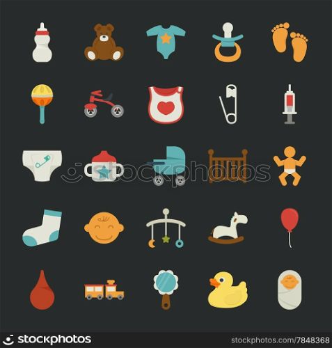 Baby icons with black background , eps10 vector format