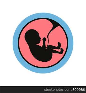Baby in womb icon in flat style isolated on white background. Baby in womb icon