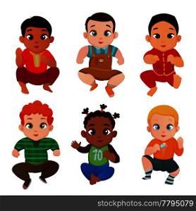 Baby international set with different races and nationalities symbols flat isolated vector illustration. Baby International Set