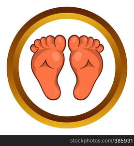 Baby legs vector icon in golden circle, cartoon style isolated on white background. Baby legs vector icon, cartoon style