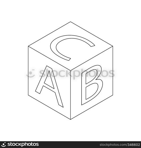 Baby letter cube icon in isometric 3d style isolated on white background. Baby letter cube icon, isometric 3d style