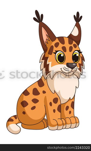 Baby lynx. Wild cat mascot. Cute cartoon character isolated on white background. Baby lynx. Wild cat mascot. Cute cartoon character