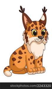 Baby lynx. Wild cat mascot. Cute cartoon character isolated on white background. Baby lynx. Wild cat mascot. Cute cartoon character