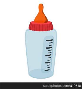 Baby milk bottle cartoon icon on a white background. Baby milk bottle cartoon icon