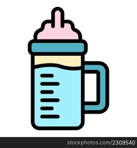 Baby milk bottle icon. Outline baby milk bottle vector icon color flat isolated. Baby milk bottle icon color outline vector