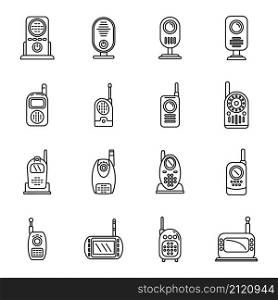 Baby monitor icons set outline vector. Button communication. Mobile equipment. Baby monitor icons set outline vector. Button communication