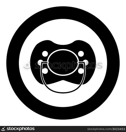 Baby pacifier icon black color in circle or round vector illustration